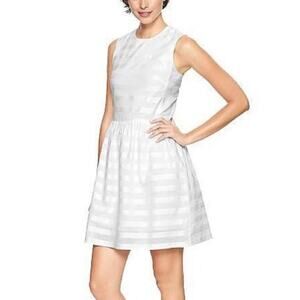 GAP Stripe Dobby Fit and Flare Dress White Sheer Striped Womens 4 Sundress Cream